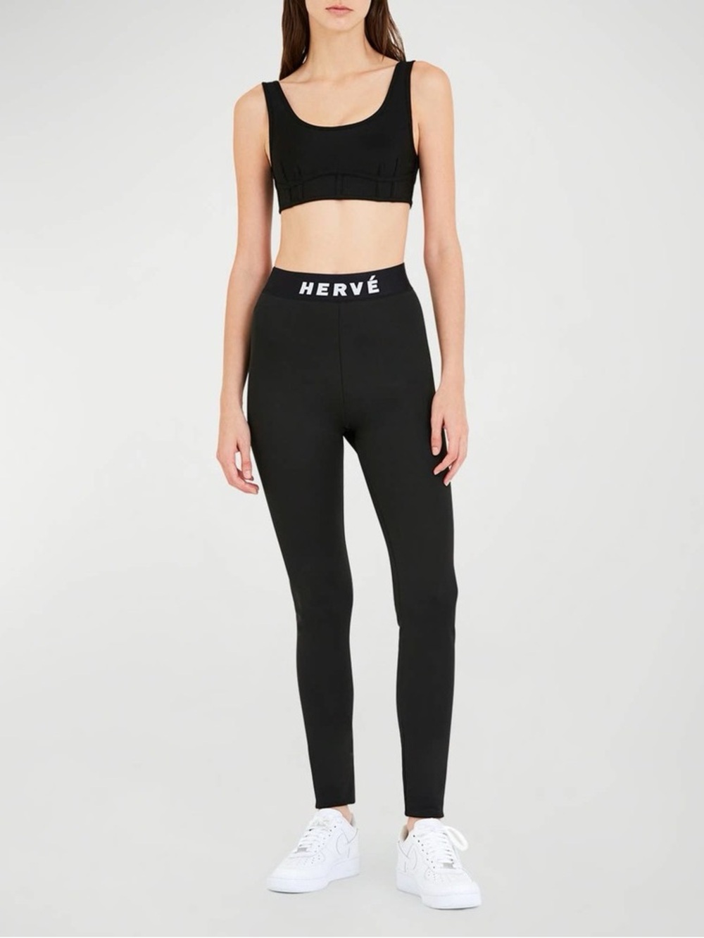 Herve Leger. Black Logo Leggings. Size XXS.